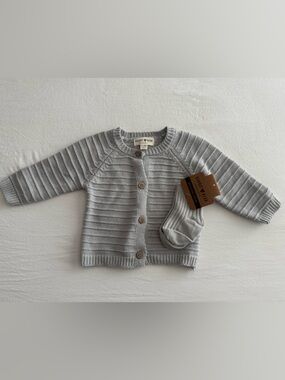 MarMar Copenhagen Light Gray Knit Baby Cardigan